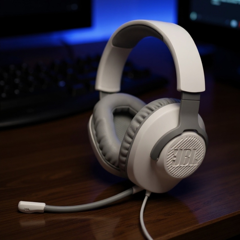 JBL Quantum 100 Wired Over Ear Gamin Headset W Microphone White NEW
